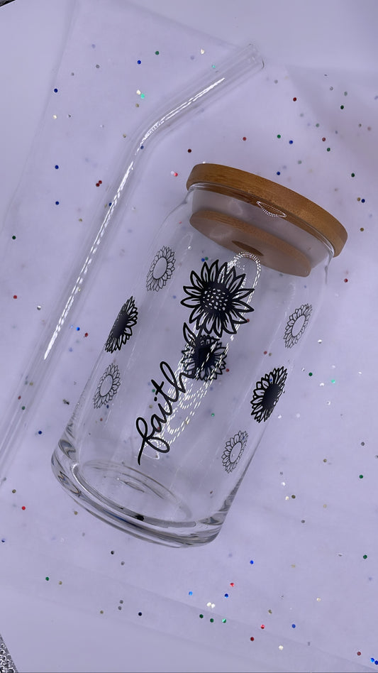 Libbey Glass Can - Sunflower/Faith (16 oz.)
