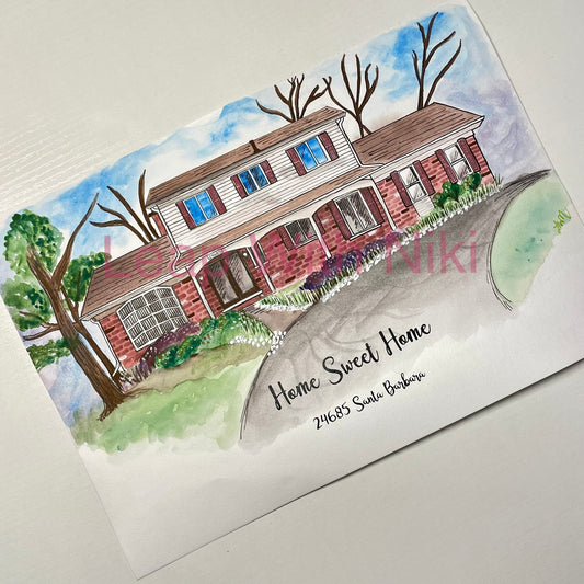 Custom House Portrait | Hand Painted l Watercolor Portrait